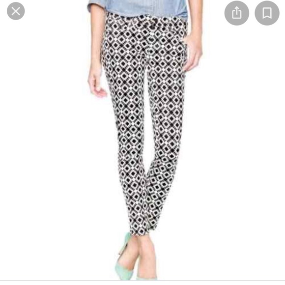 J. Crew black and white geometric print toothpick jeans, Size 25 - Picture 2 of 6